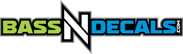 Logo of Bass N Decals with green, black, and blue text on a white background