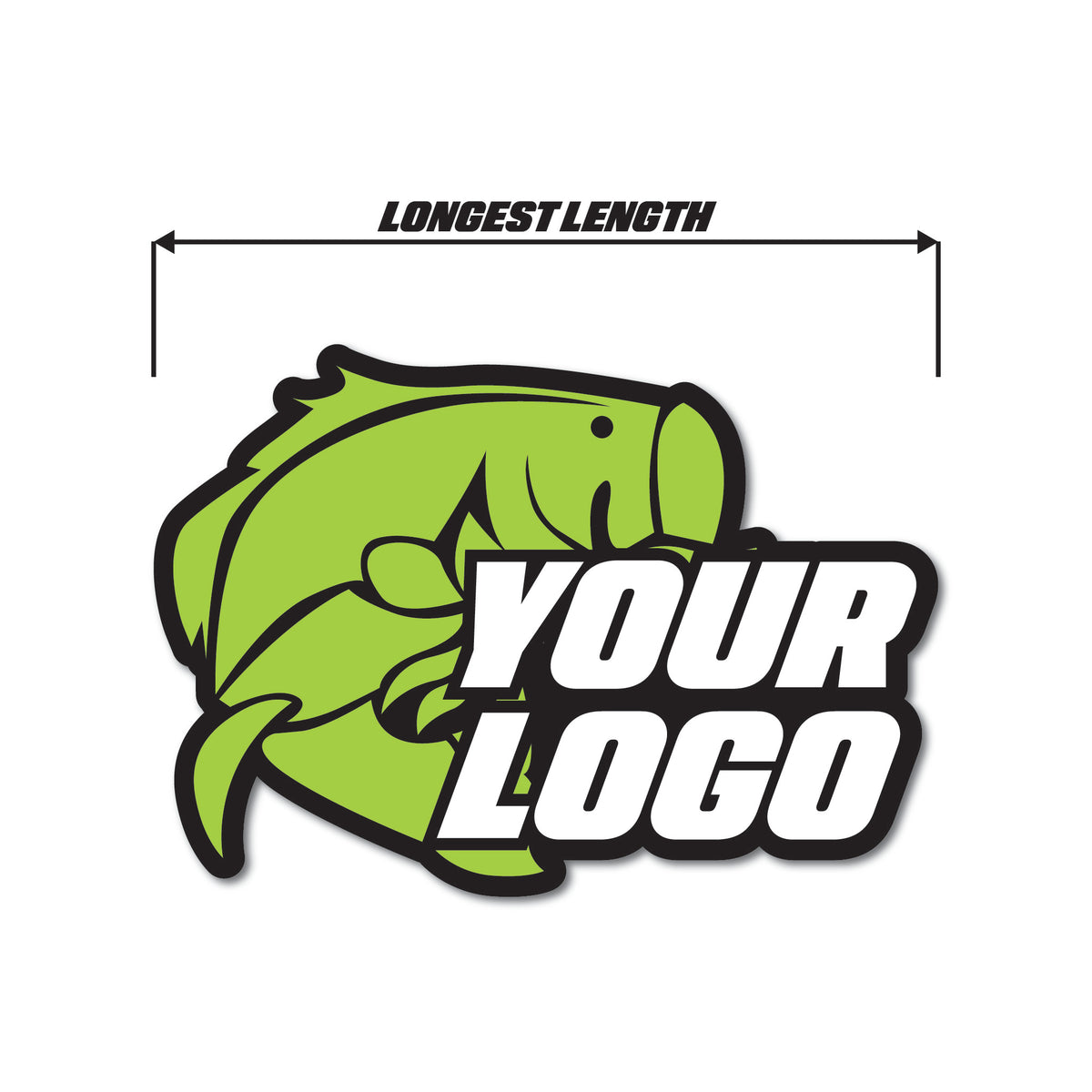 Green fish logo with 'Your Logo' text on a white background